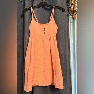 Peach Button-Front Sundress